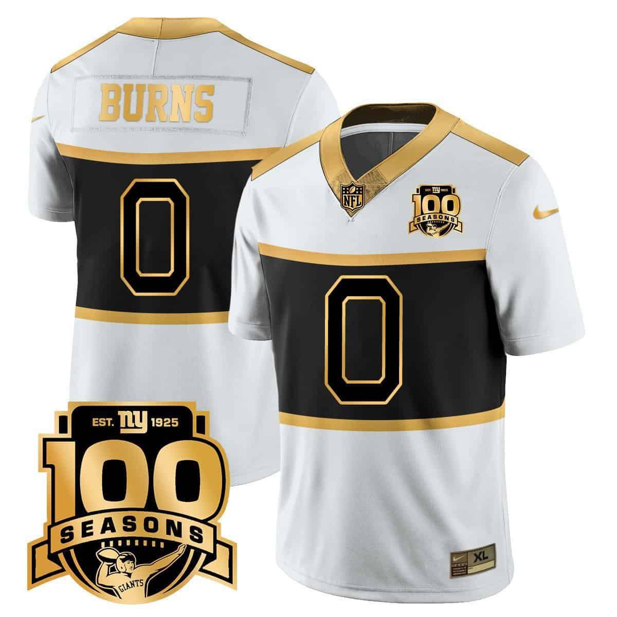 Men New York Giants #0 Burns 2024 Nike White 100TH Season Commemorative Vapor NFL Jersey->indianapolis colts->NFL Jersey